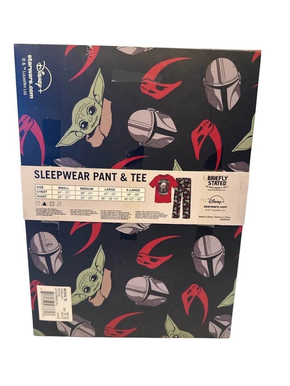 Briefly Stated Star Wars Sleepwear Set Mens L Grogu 2PC Pajama Set Boxed